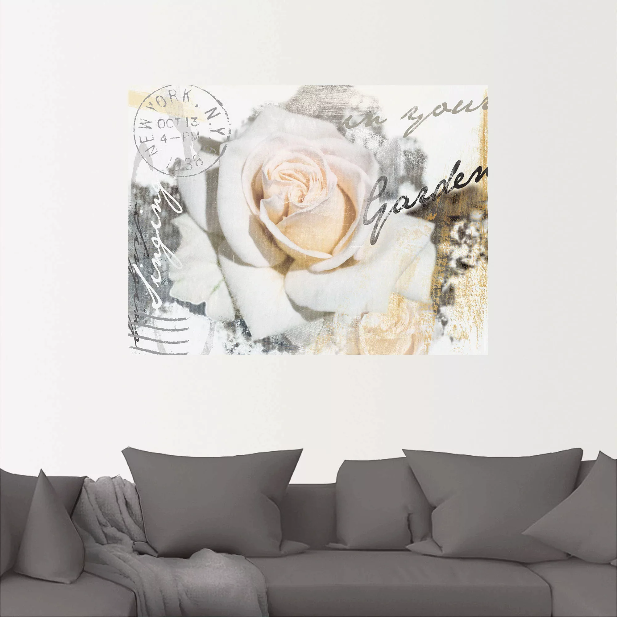 Artland Wandbild "In Buchstaben - Rose", Blumen, (1 St.), als Leinwandbild, günstig online kaufen