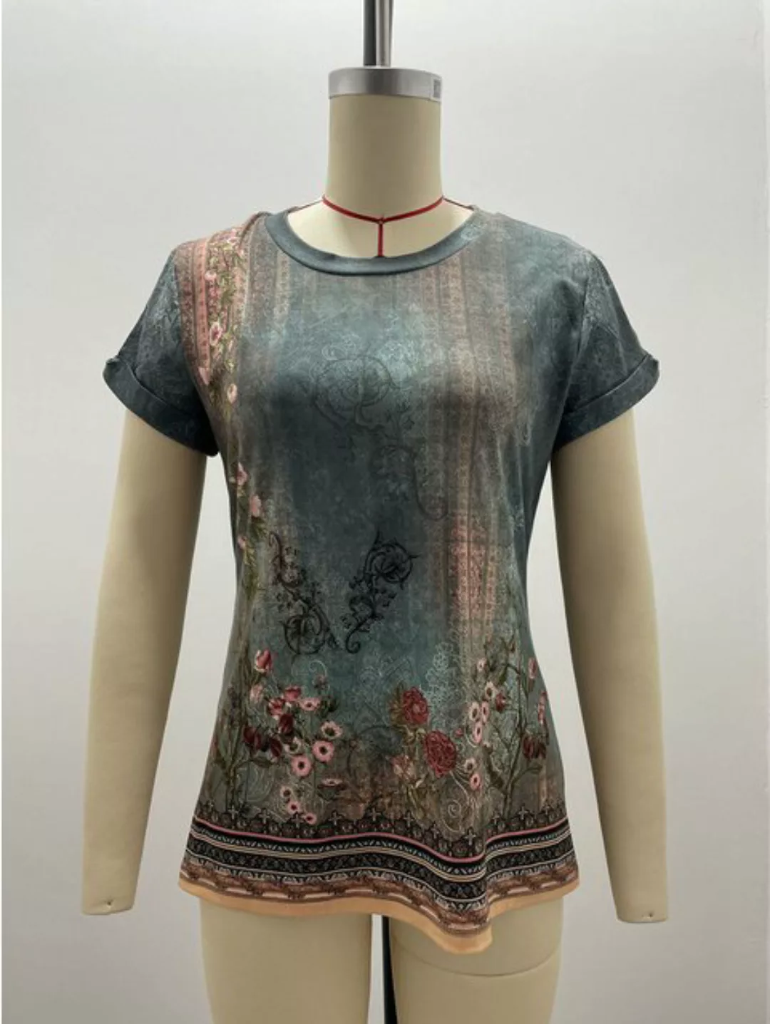 BlauWave Kurzarmshirt T-shirt Damen Batik Gedruckt Blusen Rundhals Kurzarm günstig online kaufen