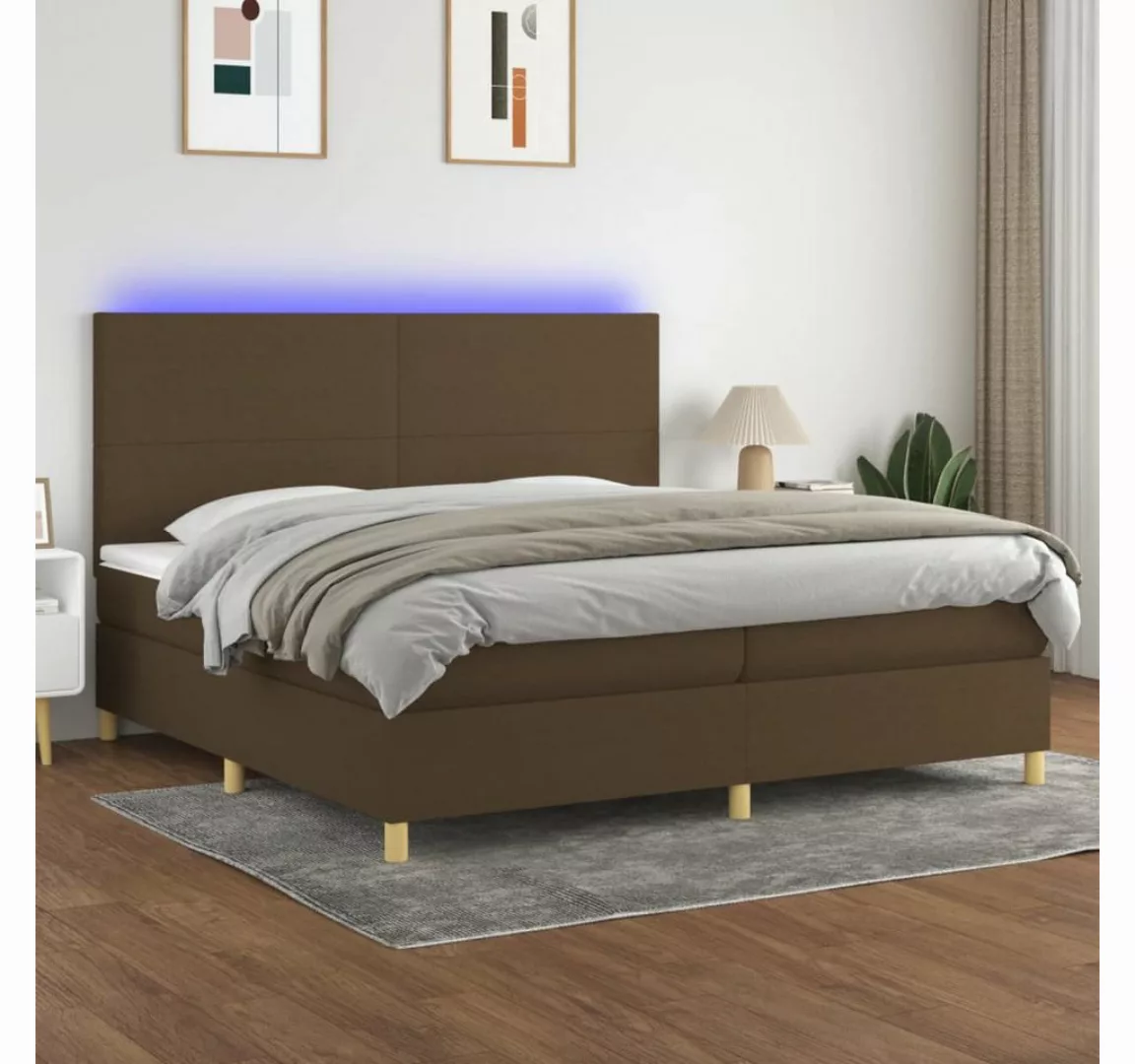 vidaXL Boxspringbett (200 x 200 cm, Schlichtes Design, Braun), mit LED günstig online kaufen