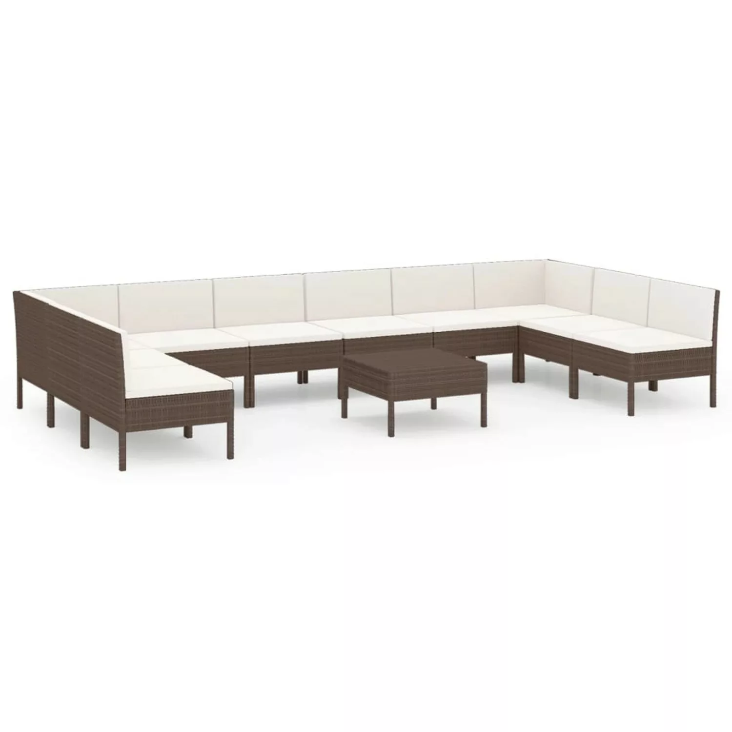 vidaXL 11-tlg Garten-Lounge-Set mit Auflagen Poly Rattan Braun Modell 13 günstig online kaufen