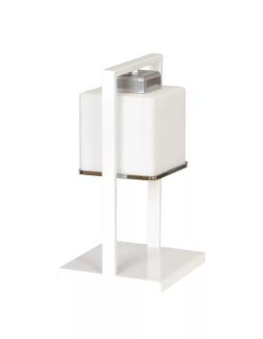 Tischlampe Bauhaus Weiß Metall Glas 32cm eckig E27 günstig online kaufen