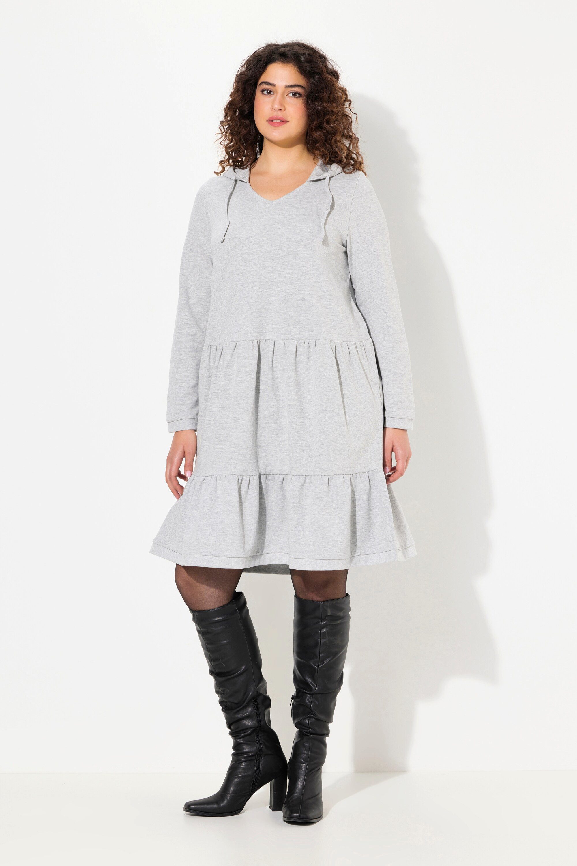 Ulla Popken Midikleid Sweatkleid Kapuze A-Linie günstig online kaufen