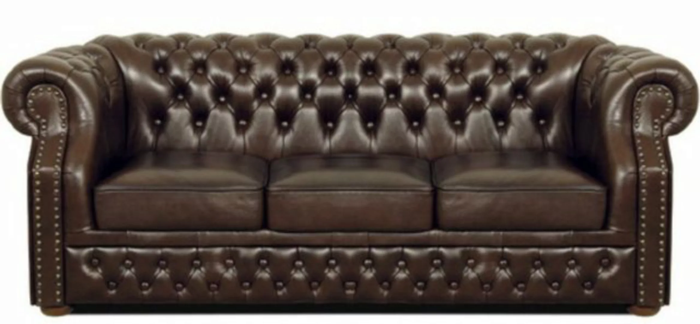 Casa Padrino 3-Sitzer Luxus Echtleder 3er Sofa Dunkelbraun 210 x 90 x H. 80 günstig online kaufen