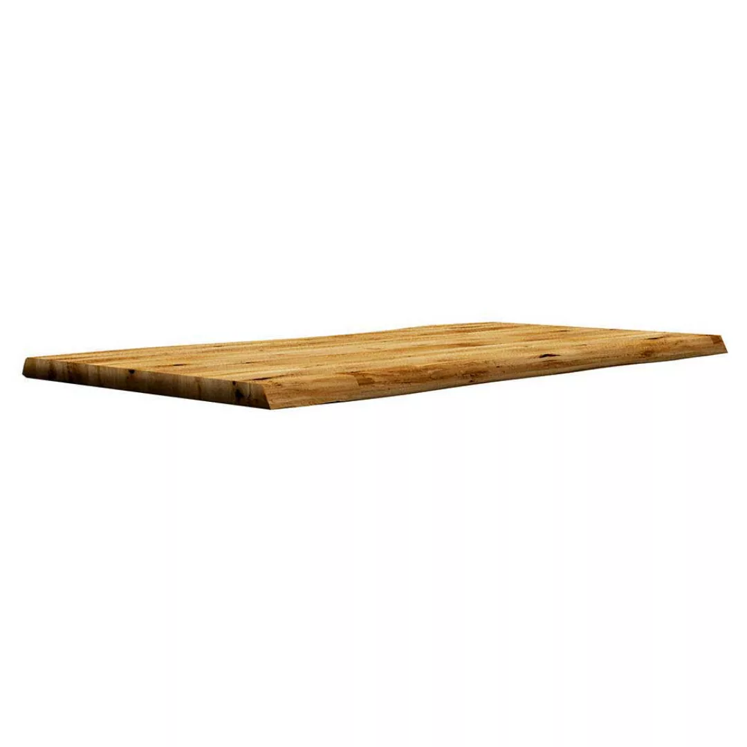 Tisch mit Baumkanten aus Eiche Massivholz und Metall X Gestell günstig online kaufen