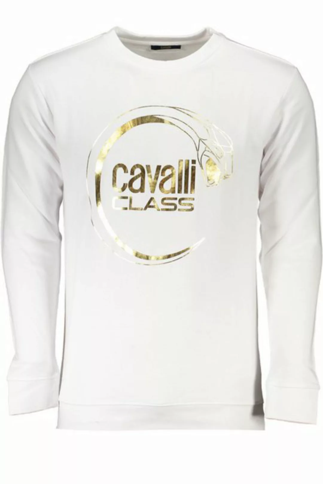 Cavalli Class Sweatshirt Weißes Herren-Sweatshirt - Rundhalsausschnitt günstig online kaufen