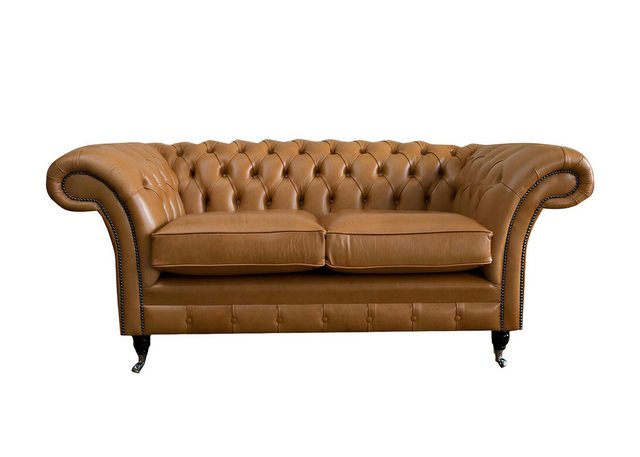 Xlmoebel Sofa Neue Nussbraune Chesterfield Zweisitzer aus Leder Design-Sofa günstig online kaufen