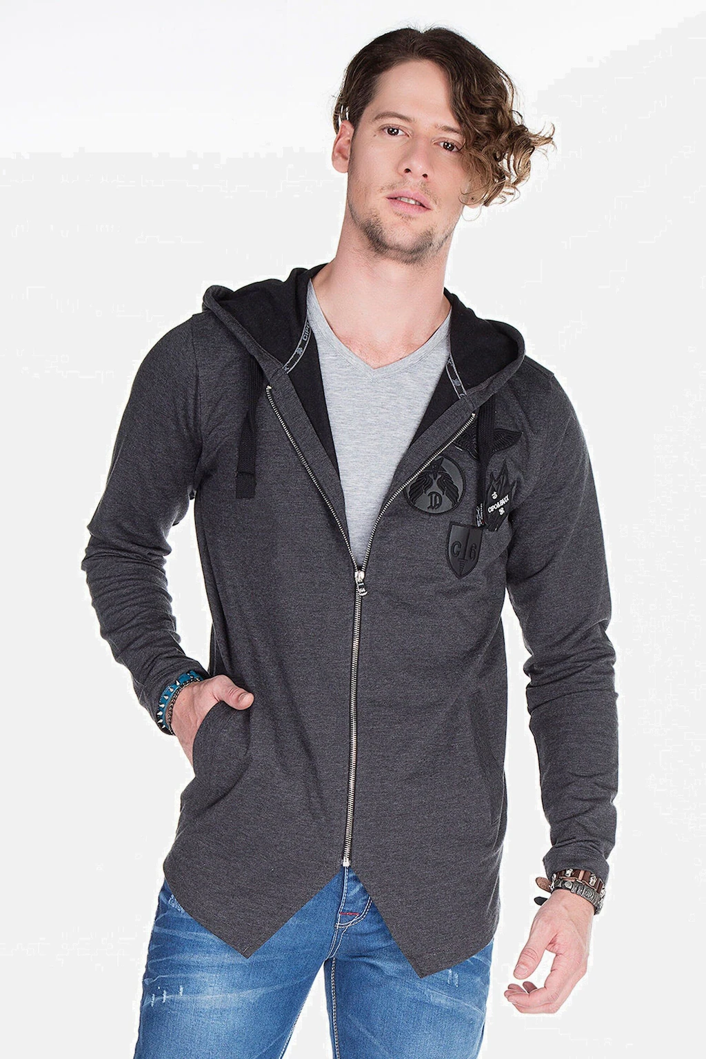 Cipo & Baxx Sweatjacke "Sweatjacke", mit ausgefallenem Saum, CL-238 günstig online kaufen