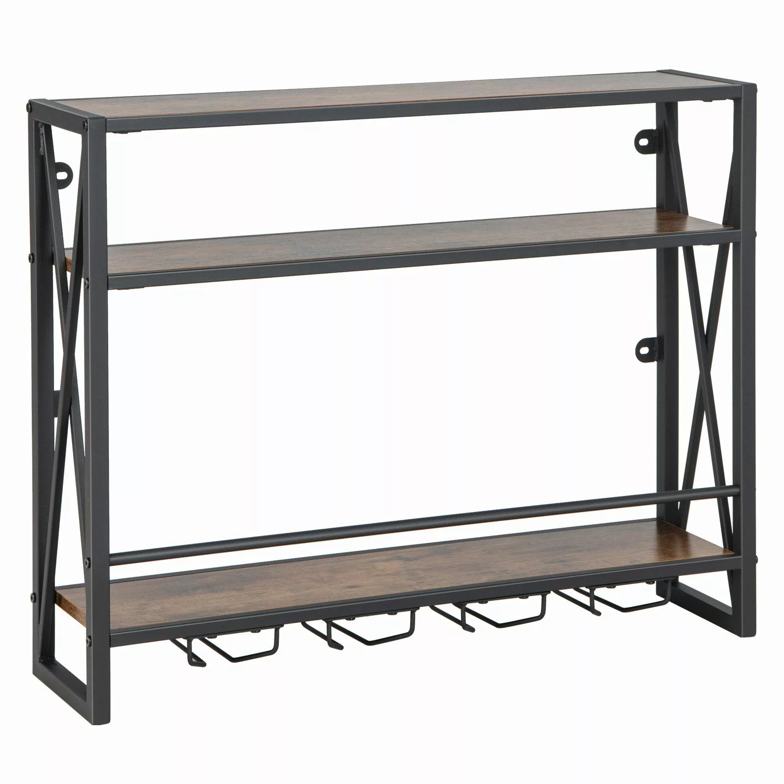 COSTWAY Weinregal, Wand, Holz mit Metallrahmen, günstig online kaufen