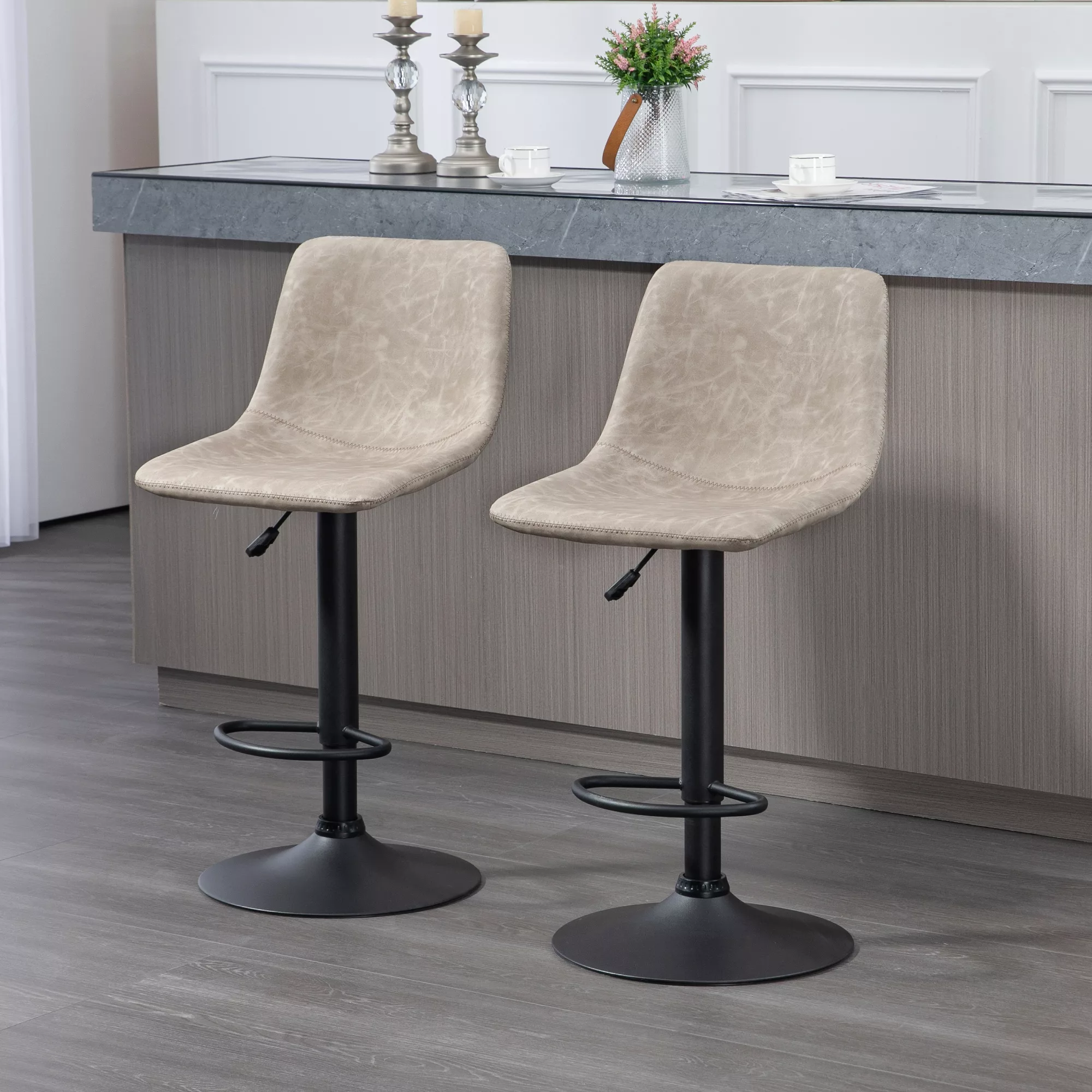 HOMCOM 2er-Set Barhocker, Bistrohocker mit Fußstütze, Drehbar Barstuhl, Höh günstig online kaufen