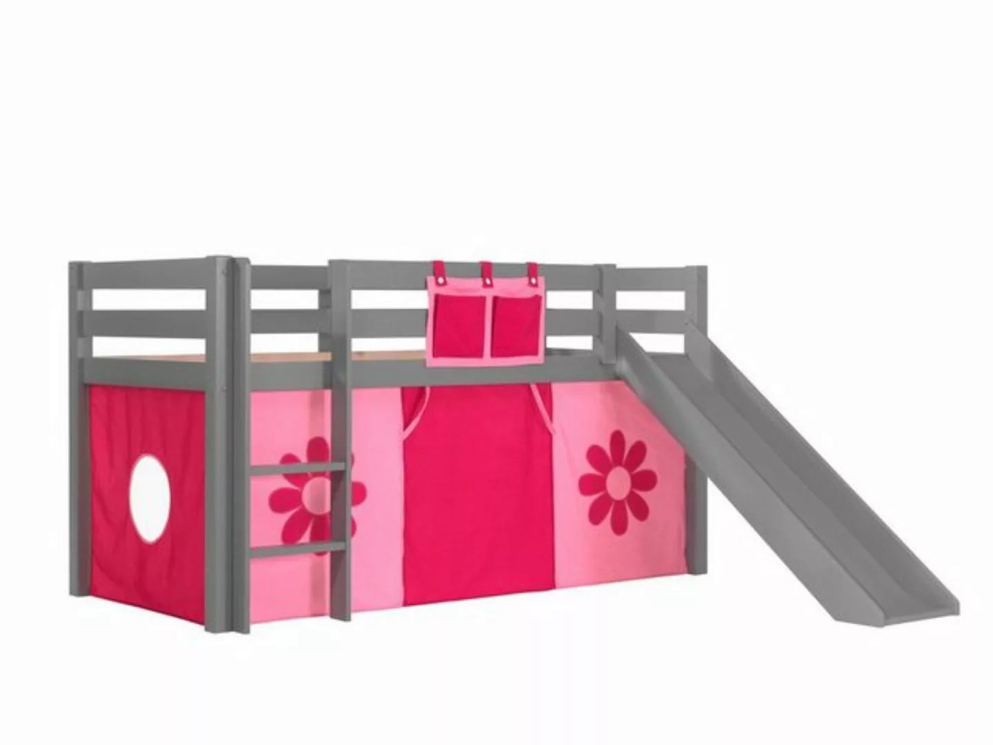 Natur24 Kinderbett Spielbett mit Rutsche Pino Kiefer massiv 90x200cm günstig online kaufen