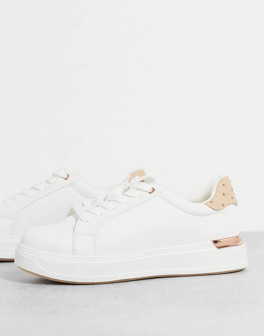 schuh – Marilyn – Sneaker in Weiß mit gestepptem Detail und roségoldener Me günstig online kaufen
