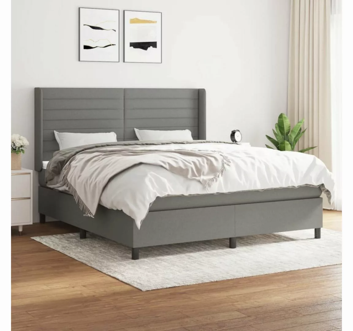 furnicato Bett Boxspringbett mit Matratze Dunkelgrau 160x200 cm Stoff günstig online kaufen