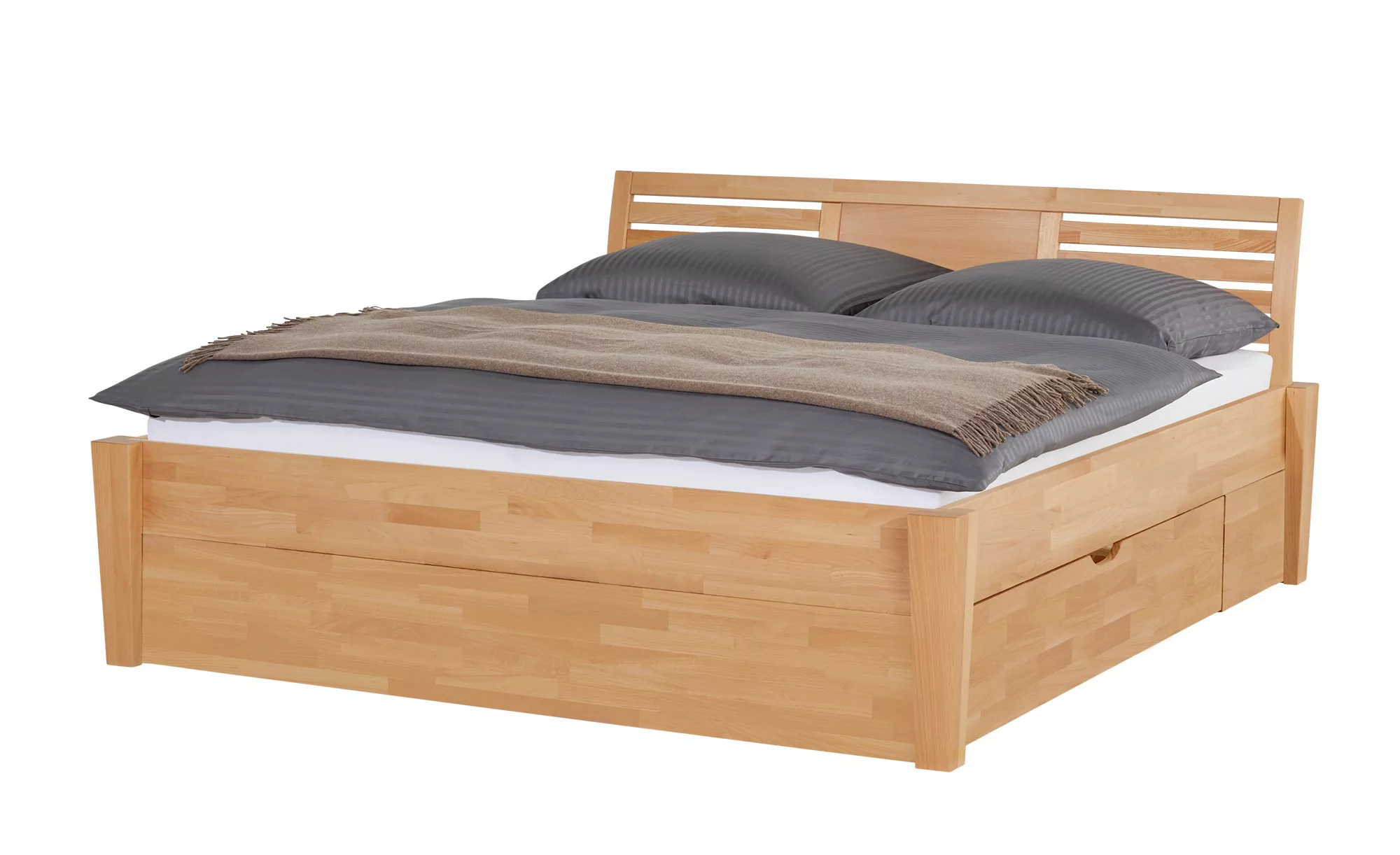 Massivholz-Bettgestell mit Bettkasten - holzfarben - 196 cm - 93 cm - Bette günstig online kaufen