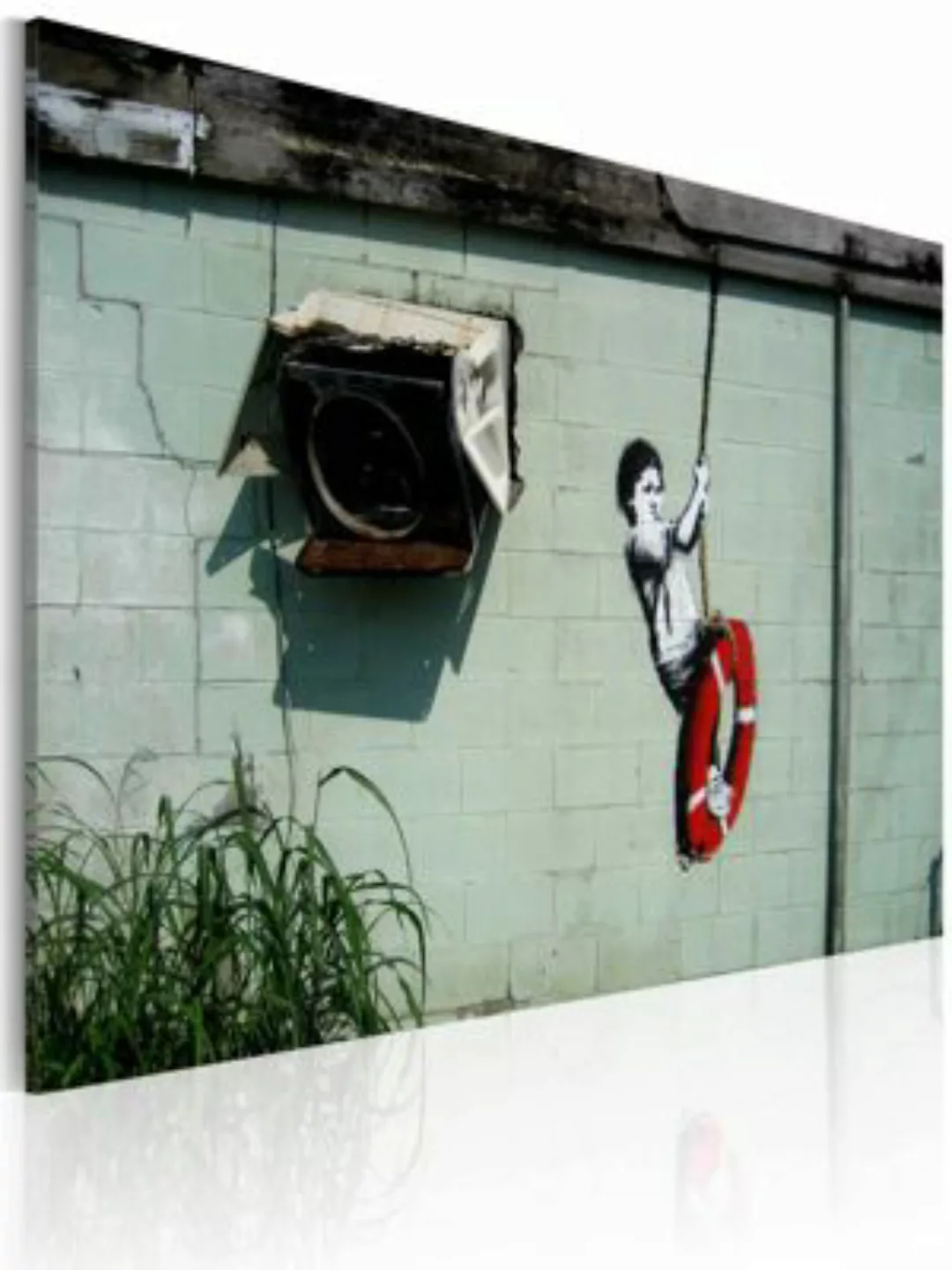 artgeist Wandbild Junge auf Schaukel (Banksy) mehrfarbig Gr. 60 x 40 günstig online kaufen