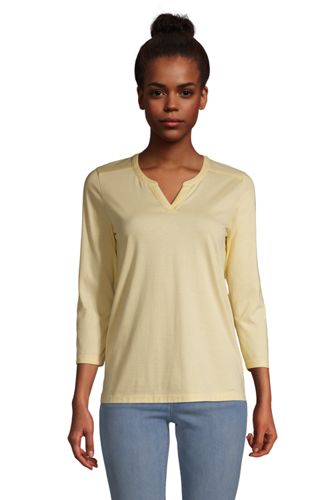 Supima-Shirt mit Tunika-Ausschnitt, Damen, Größe: 48-50 Normal, Gelb, Baumw günstig online kaufen