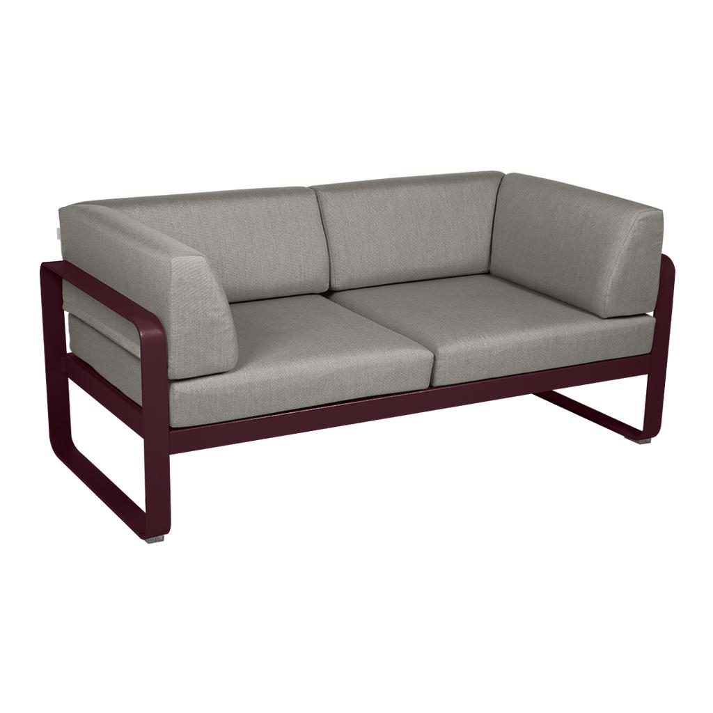 Bellevie 2-Sitzer Club Sofa B9 Schwarzkirsche B8 Taupegrau günstig online kaufen