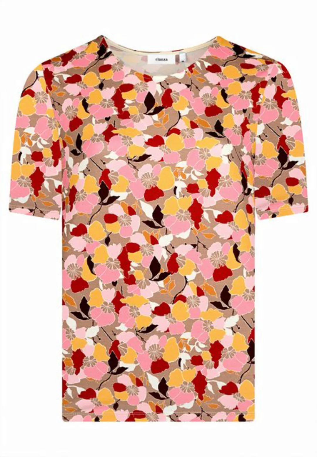 elanza T-Shirt Shirt mit Blüten-Print in Rosé/Taupe (1-tlg) günstig online kaufen