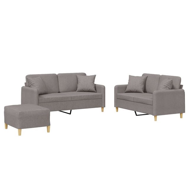 vidaXL Sofa 3-tlg. Sofagarnitur mit Kissen Taupe Stoff günstig online kaufen