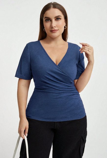 LOVGCCN T-Shirt Slim-Fit-Damen-T-Shirt in Übergröße mit V-Ausschnitt (Beque günstig online kaufen