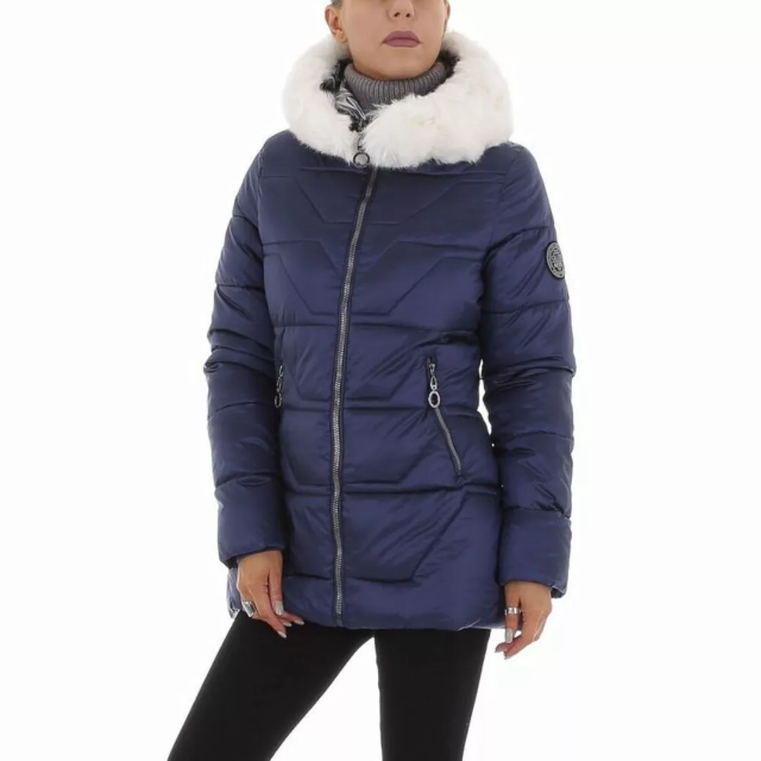 Ital-Design Steppjacke Damen Freizeit Kapuze Gefüttert Winterjacke in Blau günstig online kaufen