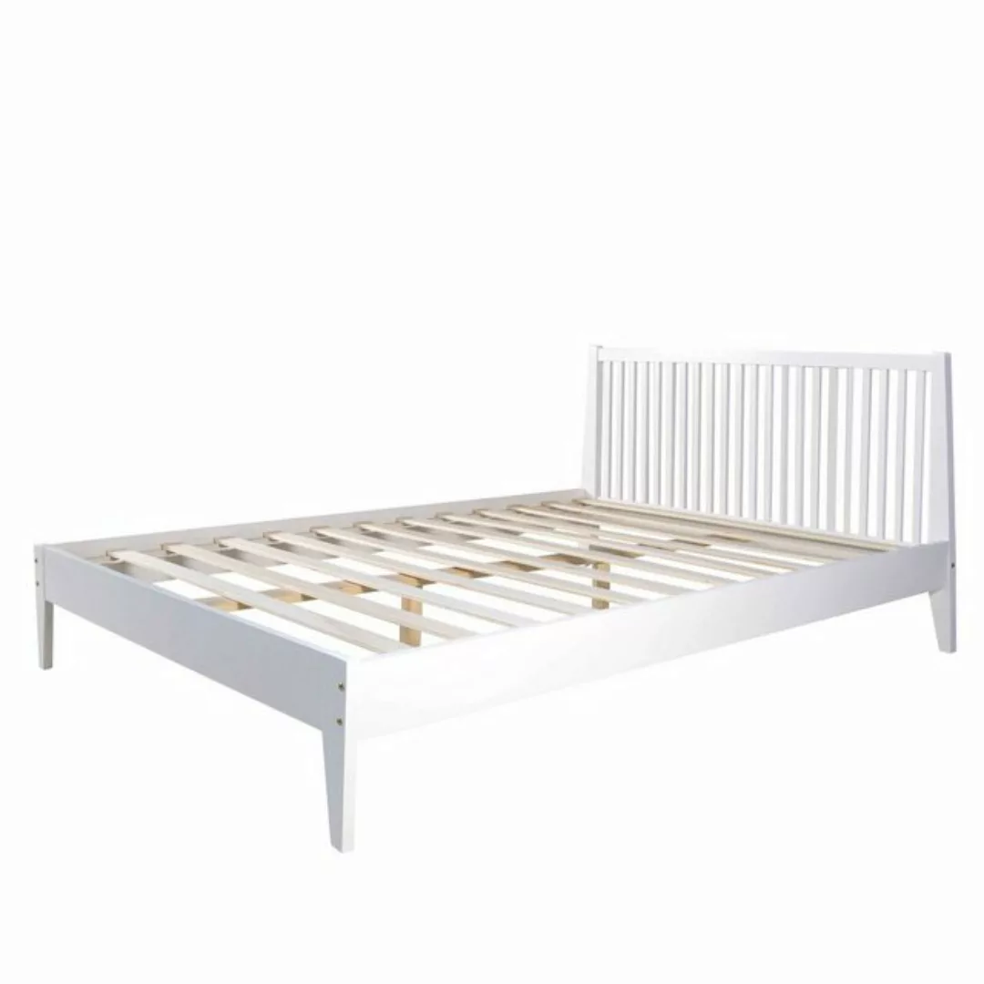 Homestyle4u Doppelbett 140 x 200 cm Bettgestell Weiß Holz mit Kopfteil 1844 günstig online kaufen