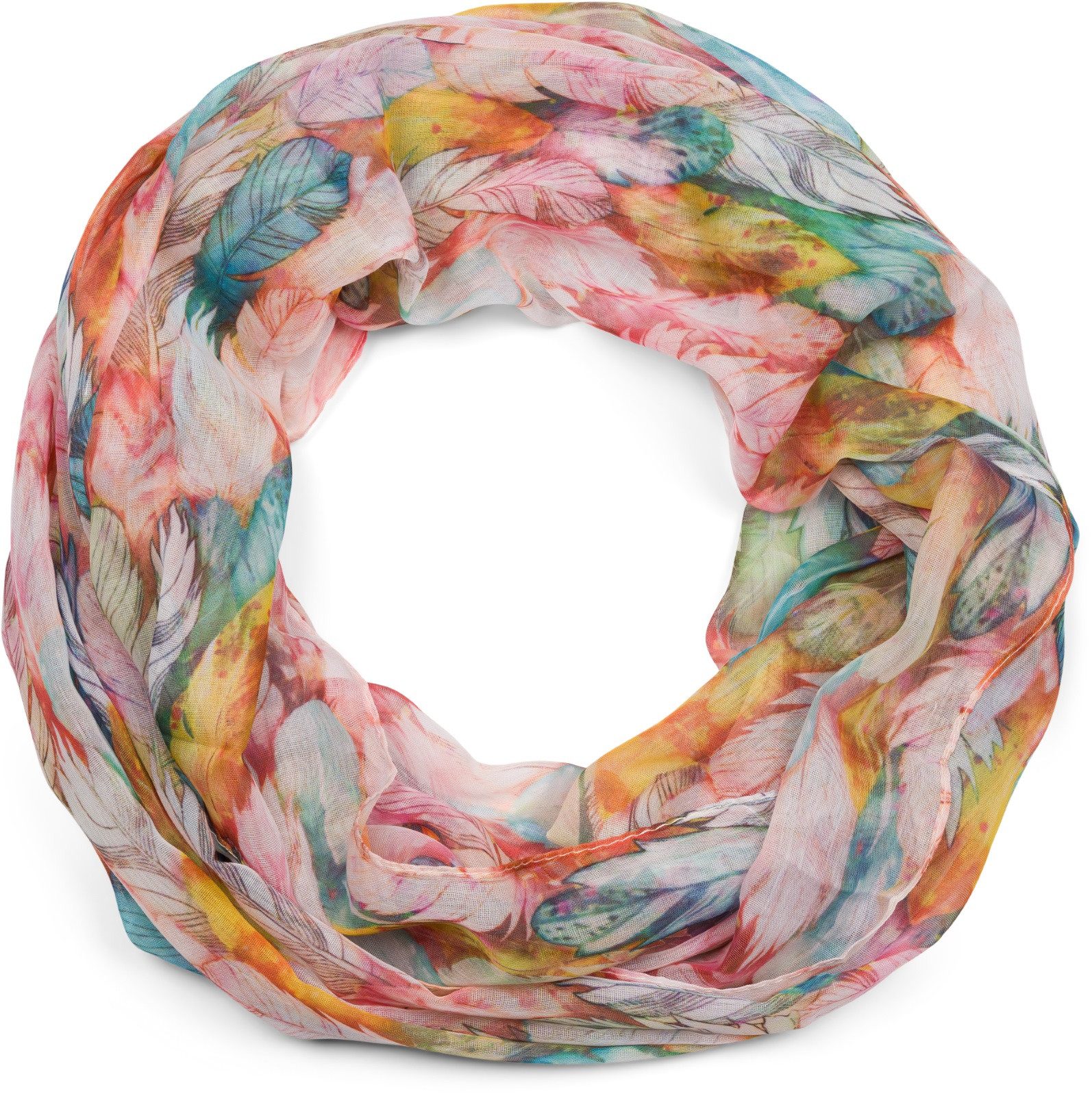 styleBREAKER Loop Loop mit bunten Federn, günstig online kaufen