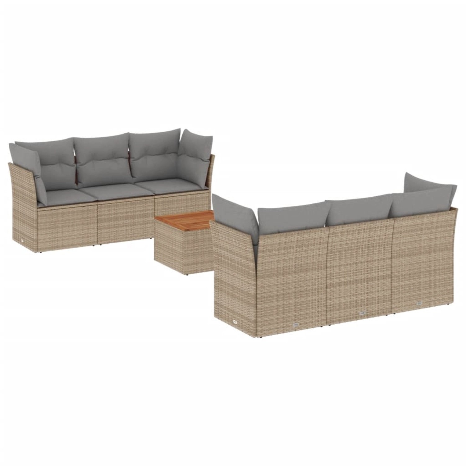 vidaXL 7-Tlg Garten-Sofagarnitur mit Kissen Beige Poly Rattan 3255821 günstig online kaufen