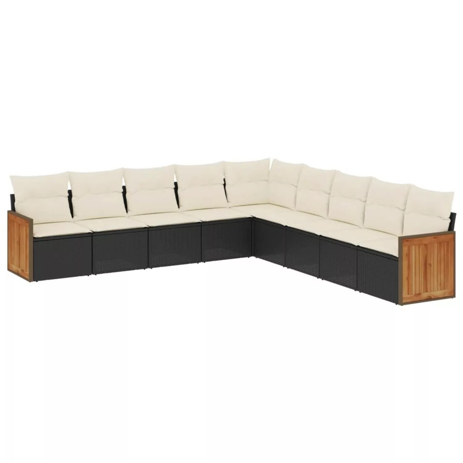 vidaXL 9-tlg Garten-Sofagarnitur mit Kissen Schwarz Poly Rattan Modell 128 günstig online kaufen