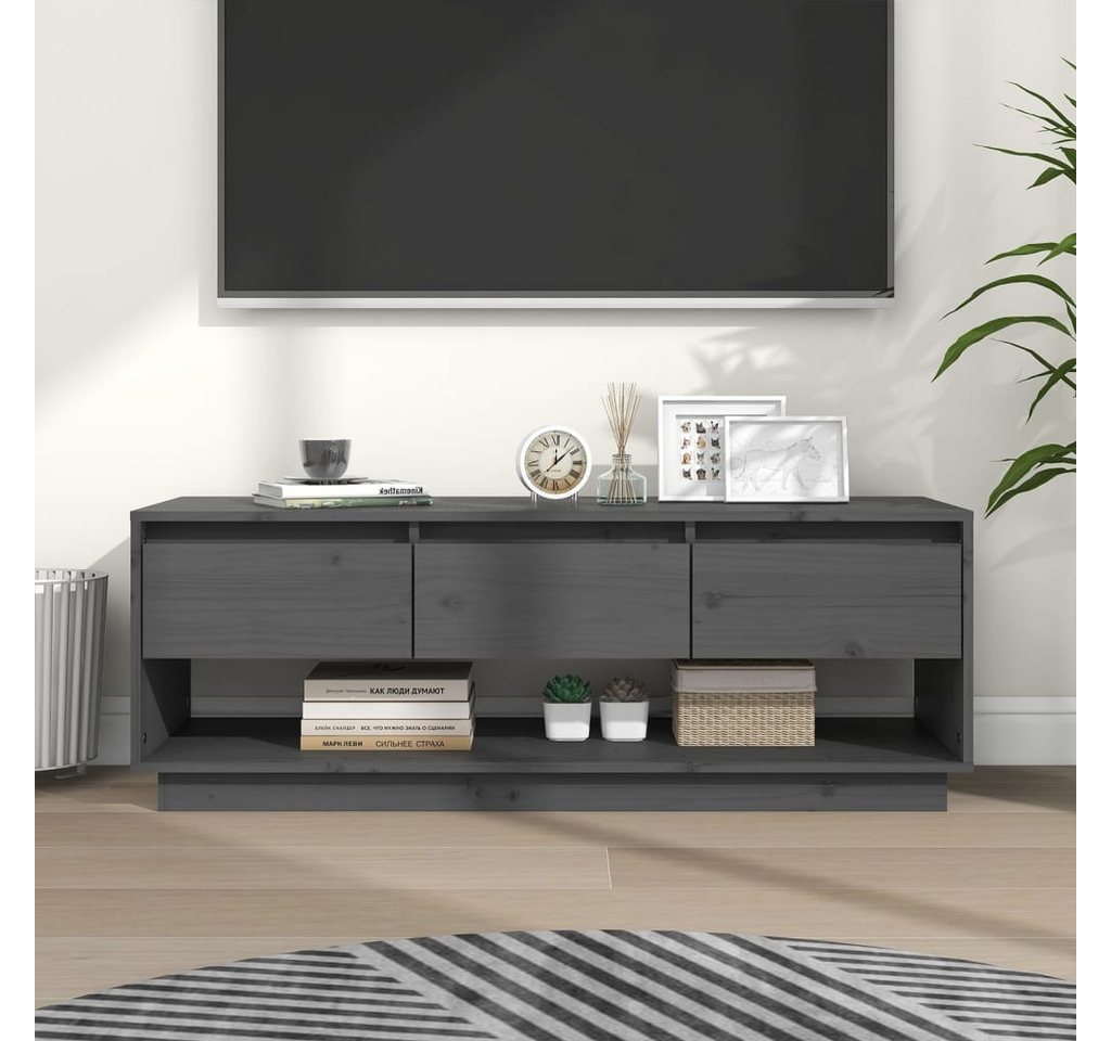 vidaXL TV-Schrank TV-Schrank Grau 110,5x34x40 cm Massivholz Kiefer Lowboard günstig online kaufen