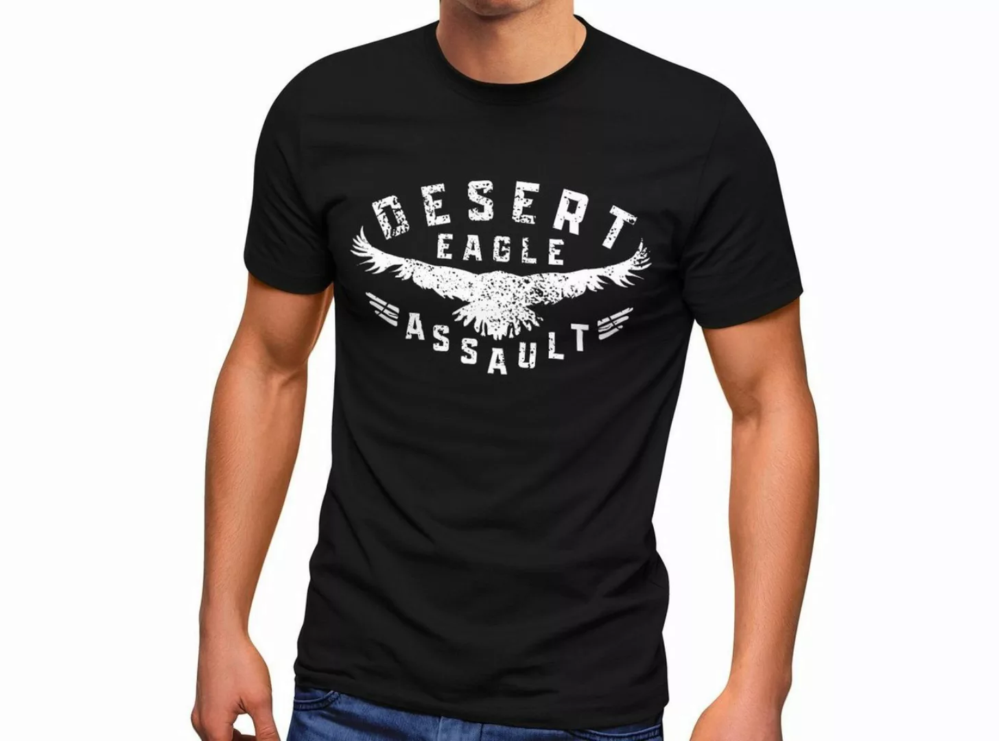 Neverless Print-Shirt Herren T-Shirt Adler Aufschrift Desert Eagle Assault günstig online kaufen