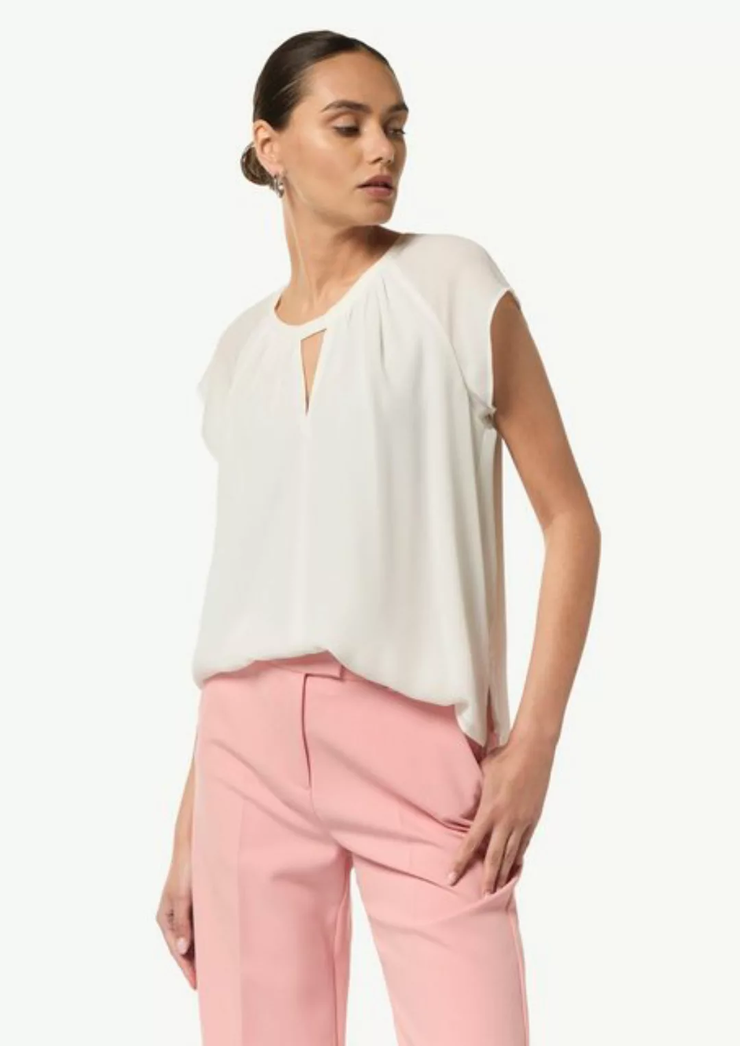 Comma Kurzarmbluse Chiffon-Bluse mit Kappärmeln Raffung günstig online kaufen