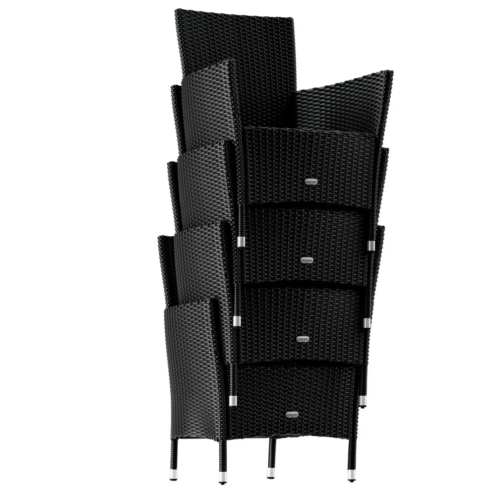 Polyrattan Gartenstuhl 6er-Set Schwarz stapelbar günstig online kaufen