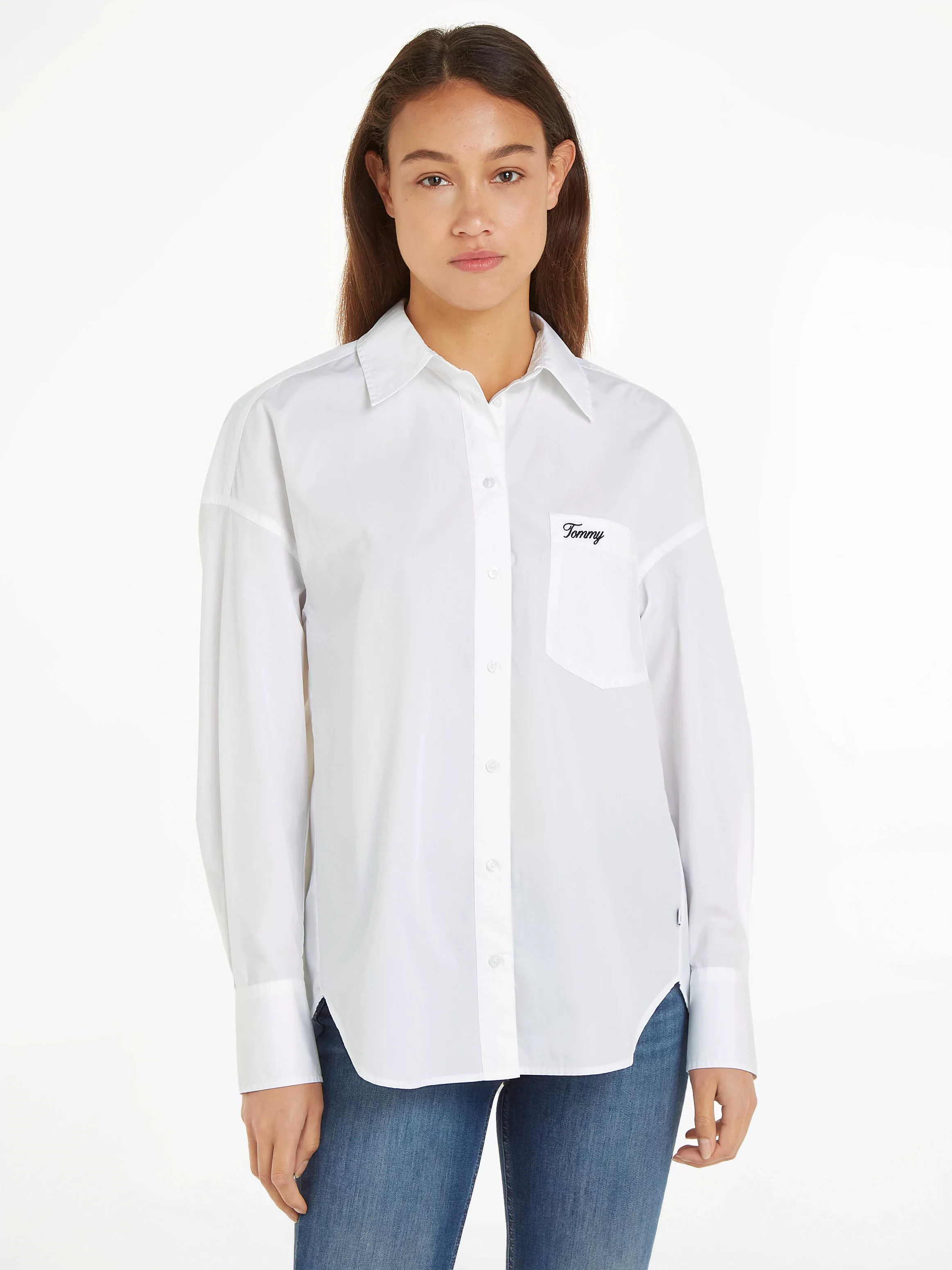 Tommy Jeans Curve Shirtbluse TJW SP OVR SCRIPT SHIRT EXT Große Größen günstig online kaufen