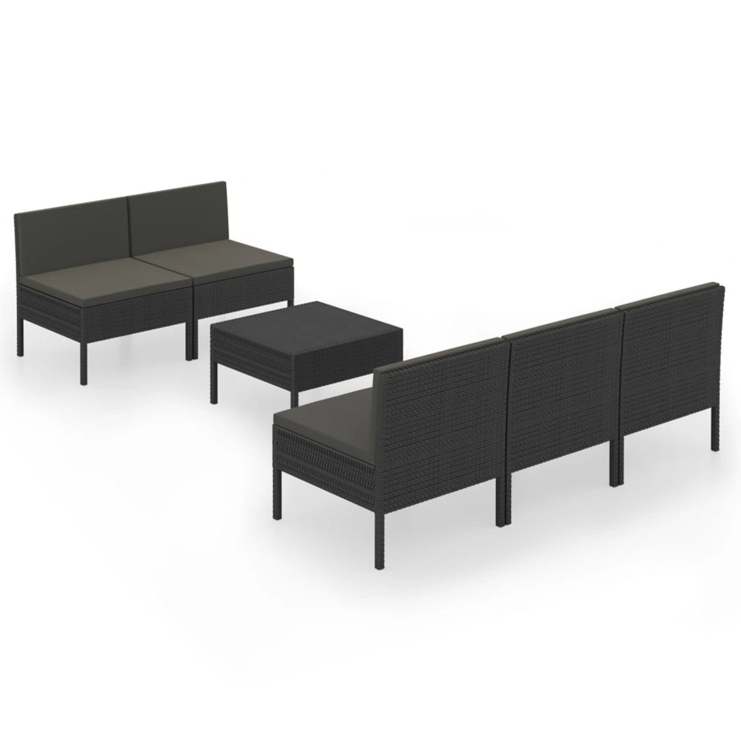 6-tlg. Garten-lounge-set Mit Auflagen Poly Rattan Schwarz günstig online kaufen