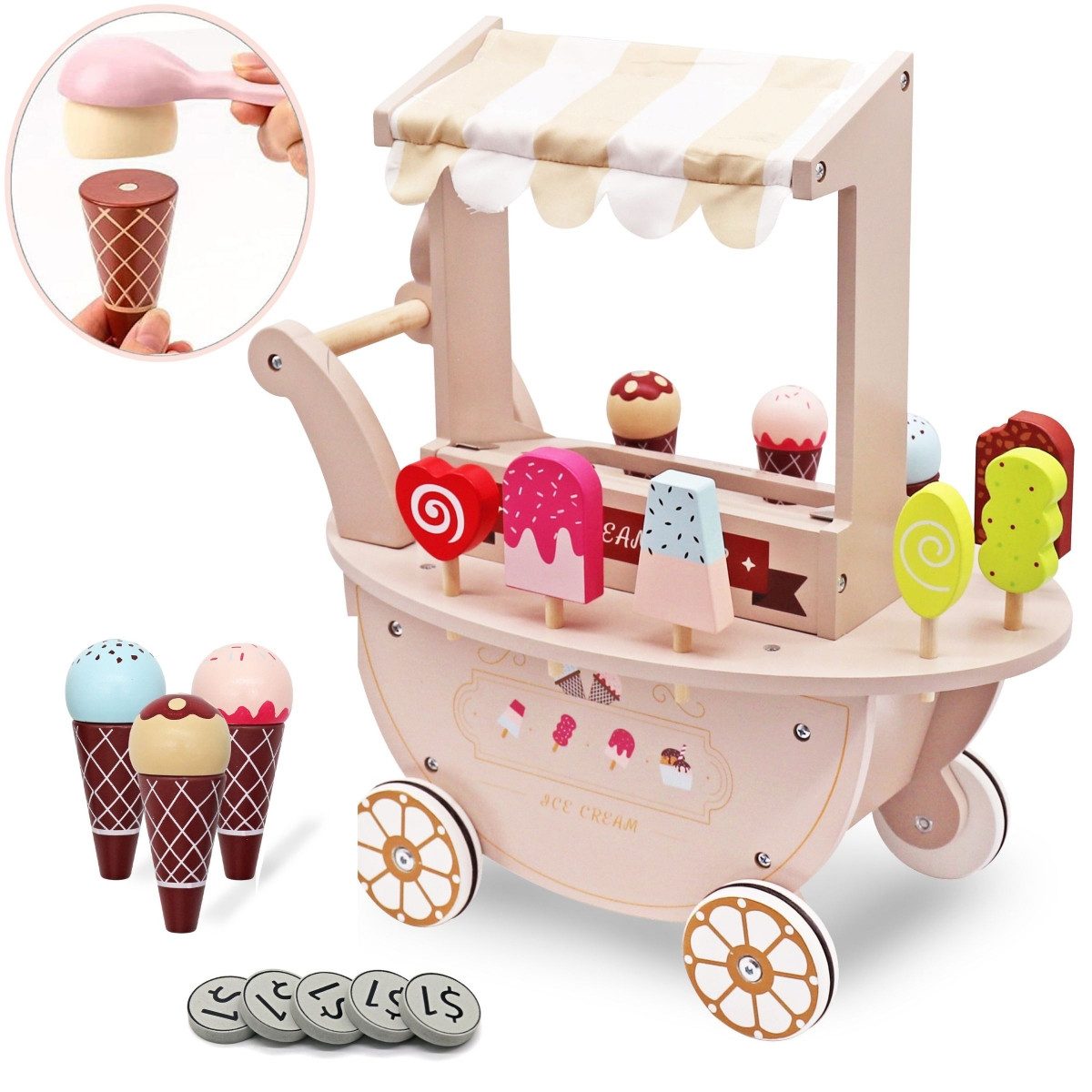 Mamabrum Spielküche Eisdiele Spielset aus Holz günstig online kaufen