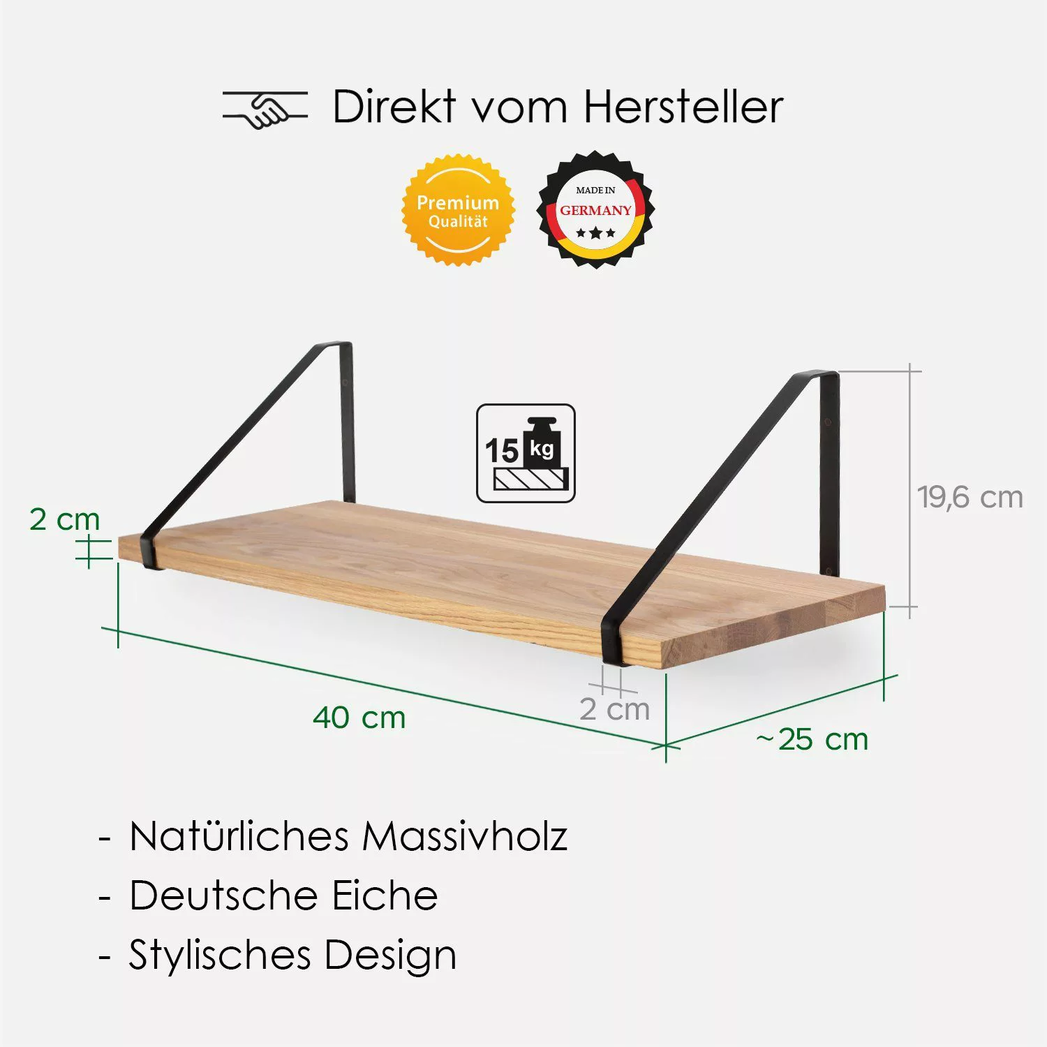Rikmani Wandregal RAY Schweberegal Eiche schwarz, günstig online kaufen