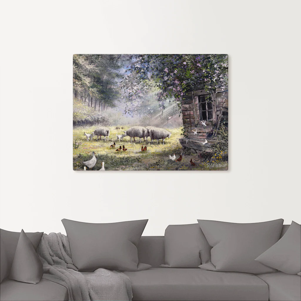 Artland Leinwandbild "Hühner und Schafe", Haustiere, (1 St.), auf Keilrahme günstig online kaufen