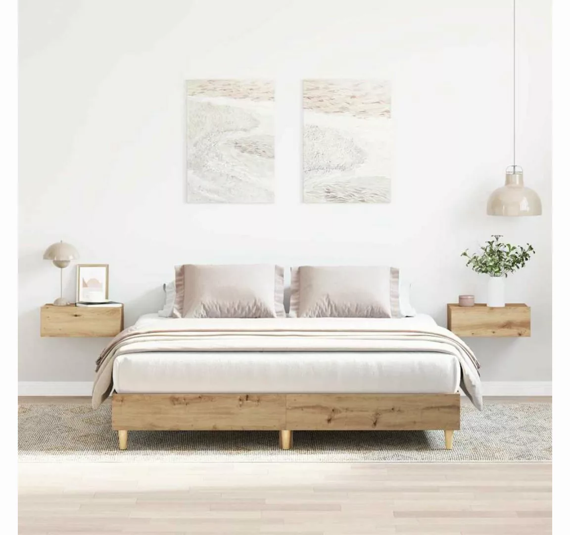 vidaXL Bett, Bettgestell ohne Matratze Artisan-Eiche 140x200cm Holzwerkstof günstig online kaufen