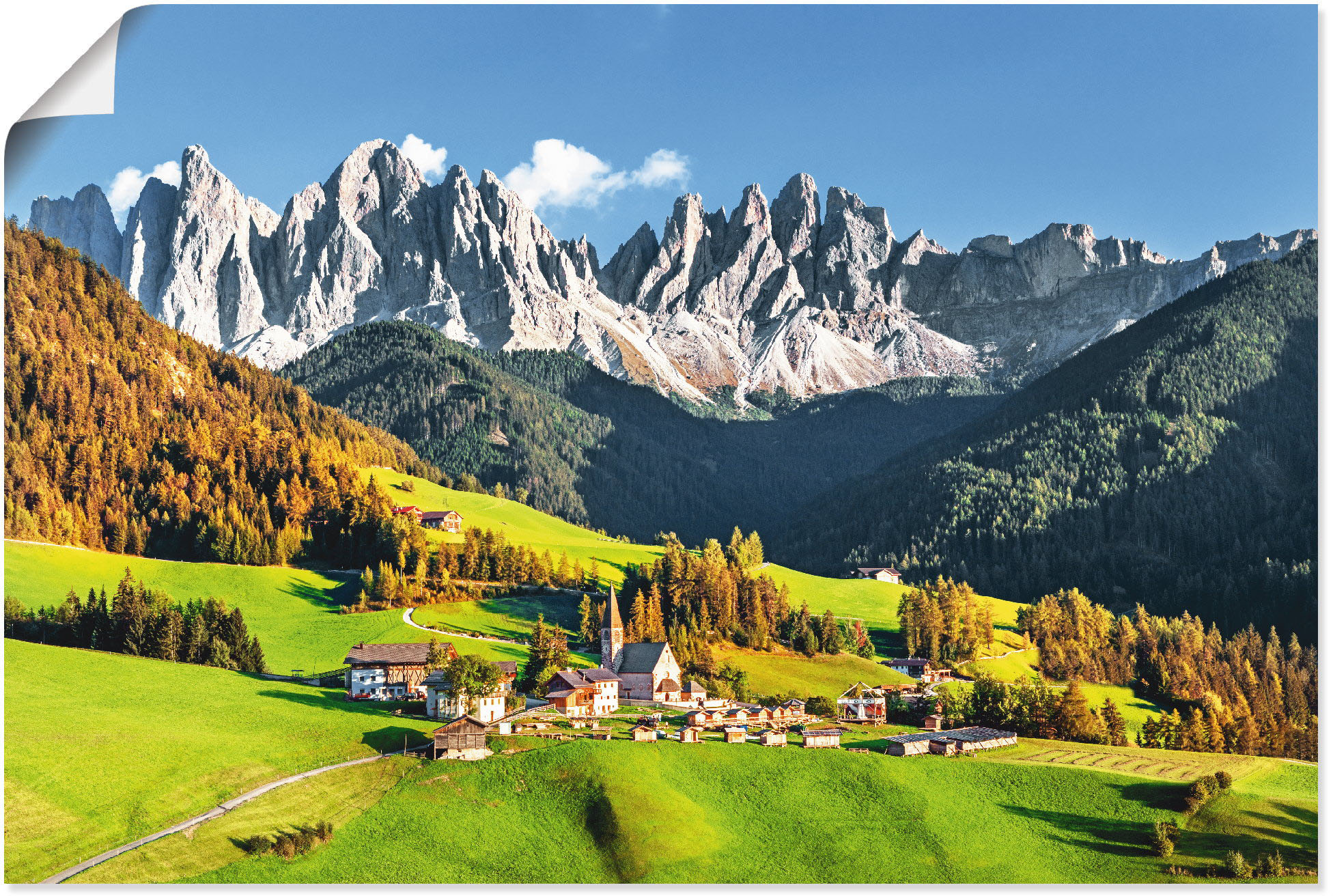 Artland Wandbild "Alpen Berge Santa Maddalena", Berge & Alpenbilder, (1 St. günstig online kaufen