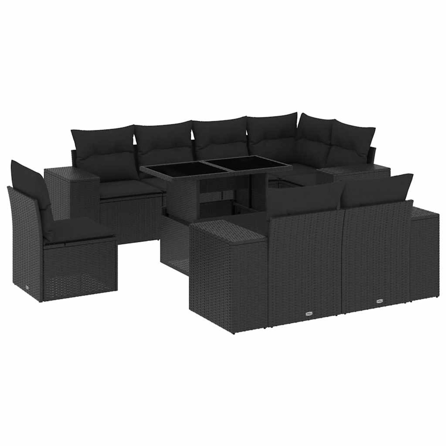 vidaXL 9-Tlg Garten-Sofagarnitur mit Kissen Schwarz Poly Rattan 3269295 günstig online kaufen