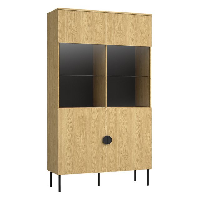 Lomadox Vitrine MOLONG-166 Vitrinenschrank Schrank Eiche Glas Wohnzimmer Es günstig online kaufen