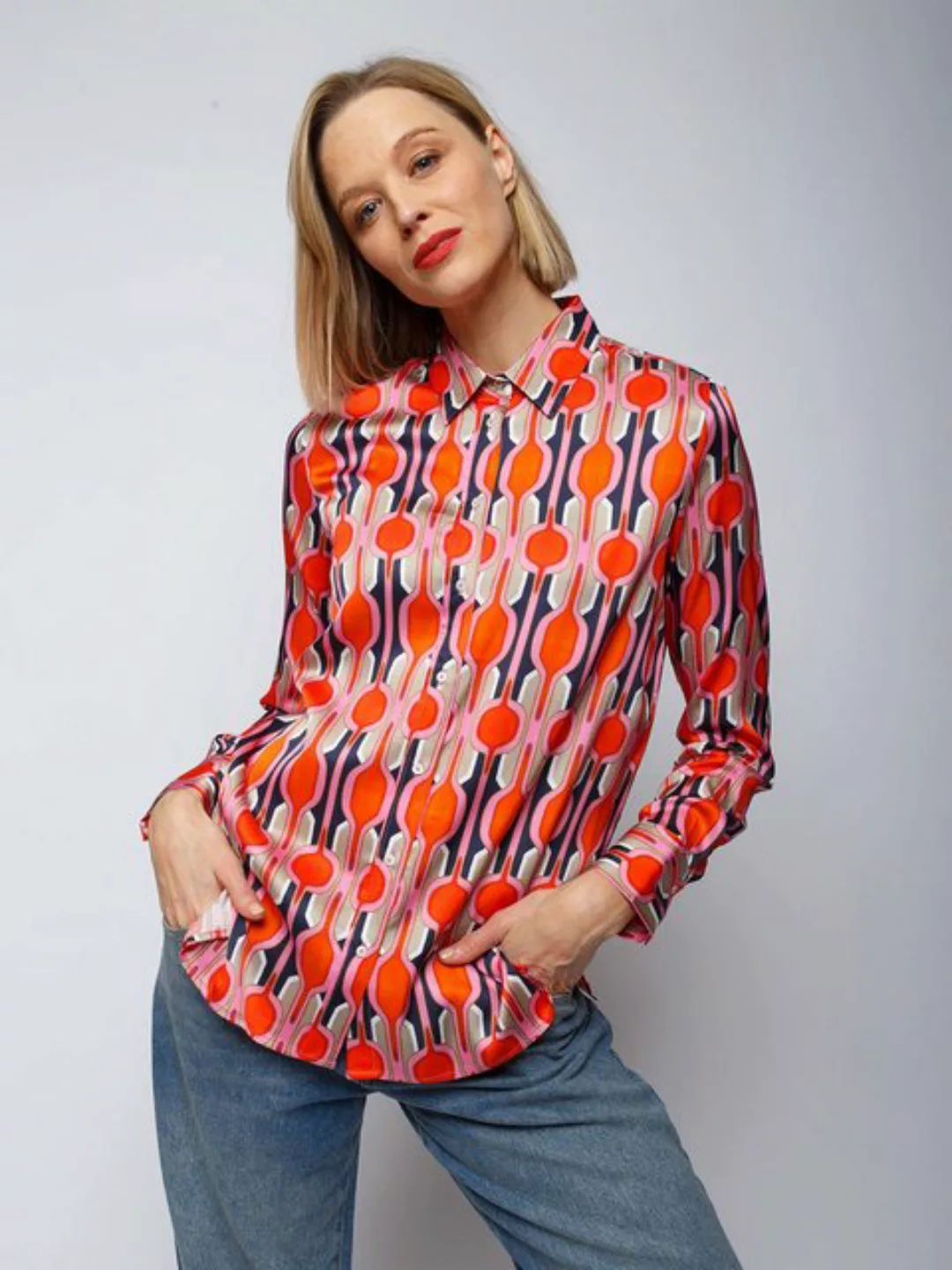 TONNO & PANNA Hemdbluse Retro Orange Navy günstig online kaufen