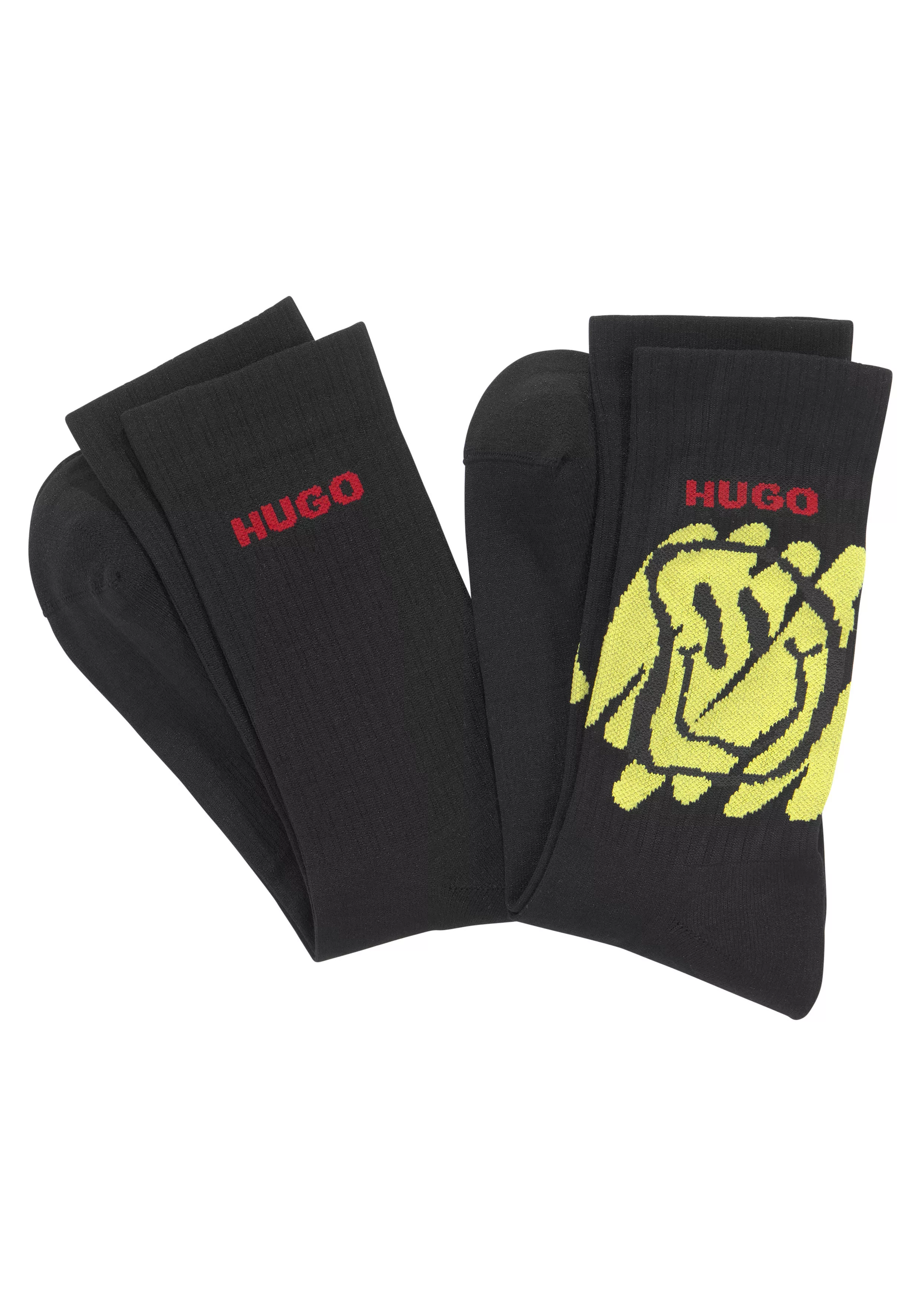 HUGO Underwear Freizeitsocken "2P QS SMILEY PA", (Packung, 2 Paar), mit Sti günstig online kaufen