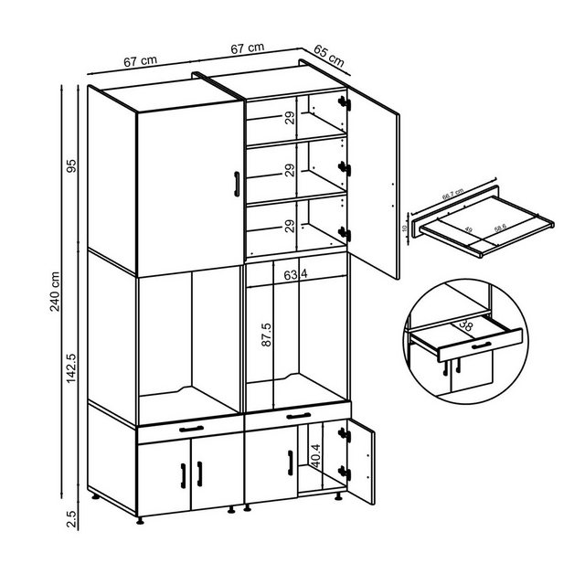 Roomart Waschmaschinenumbauschrank (Waschmaschinenschrank mit Schrankaufsät günstig online kaufen