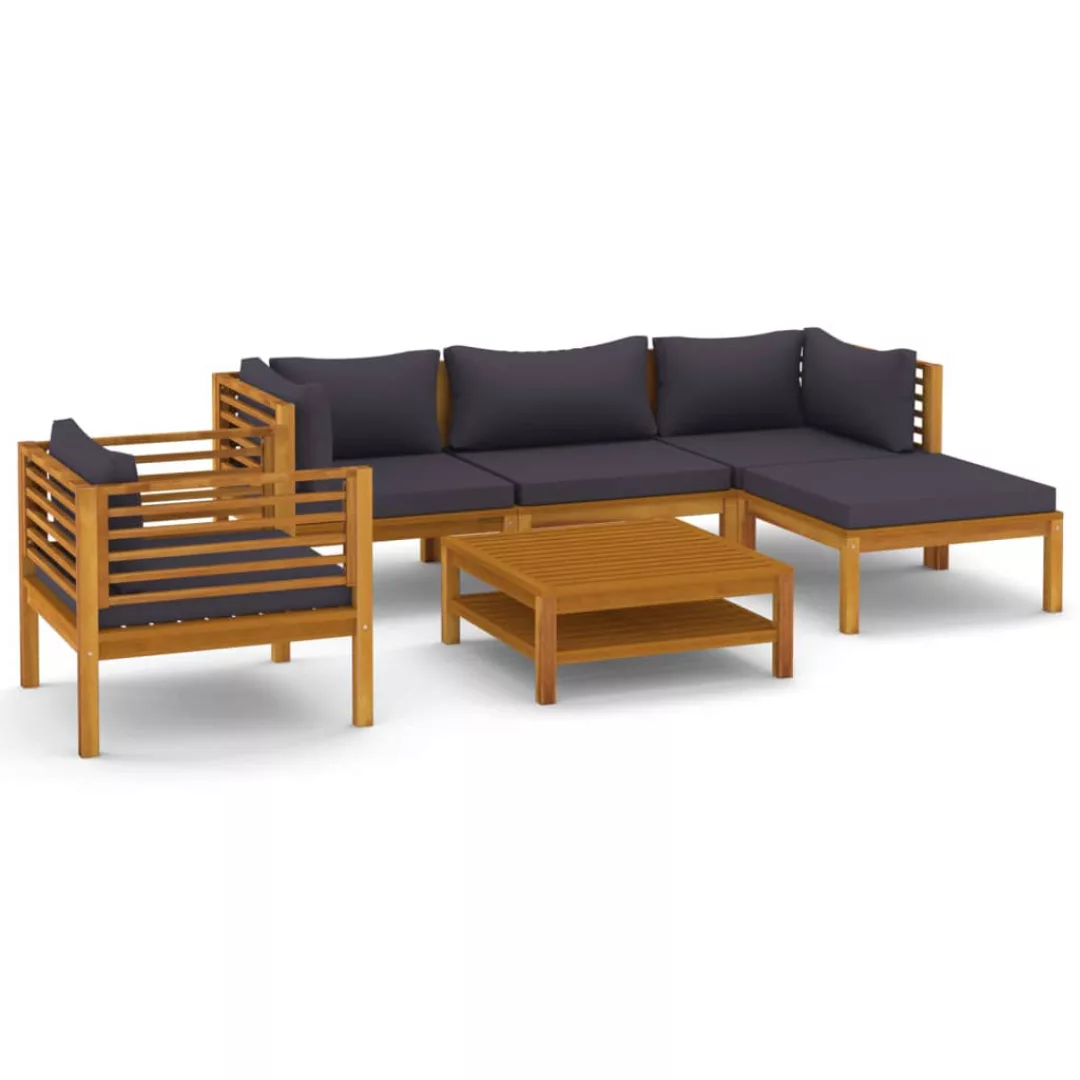 6-tlg. Garten-lounge-set Mit Auflage Massivholz Akazie günstig online kaufen