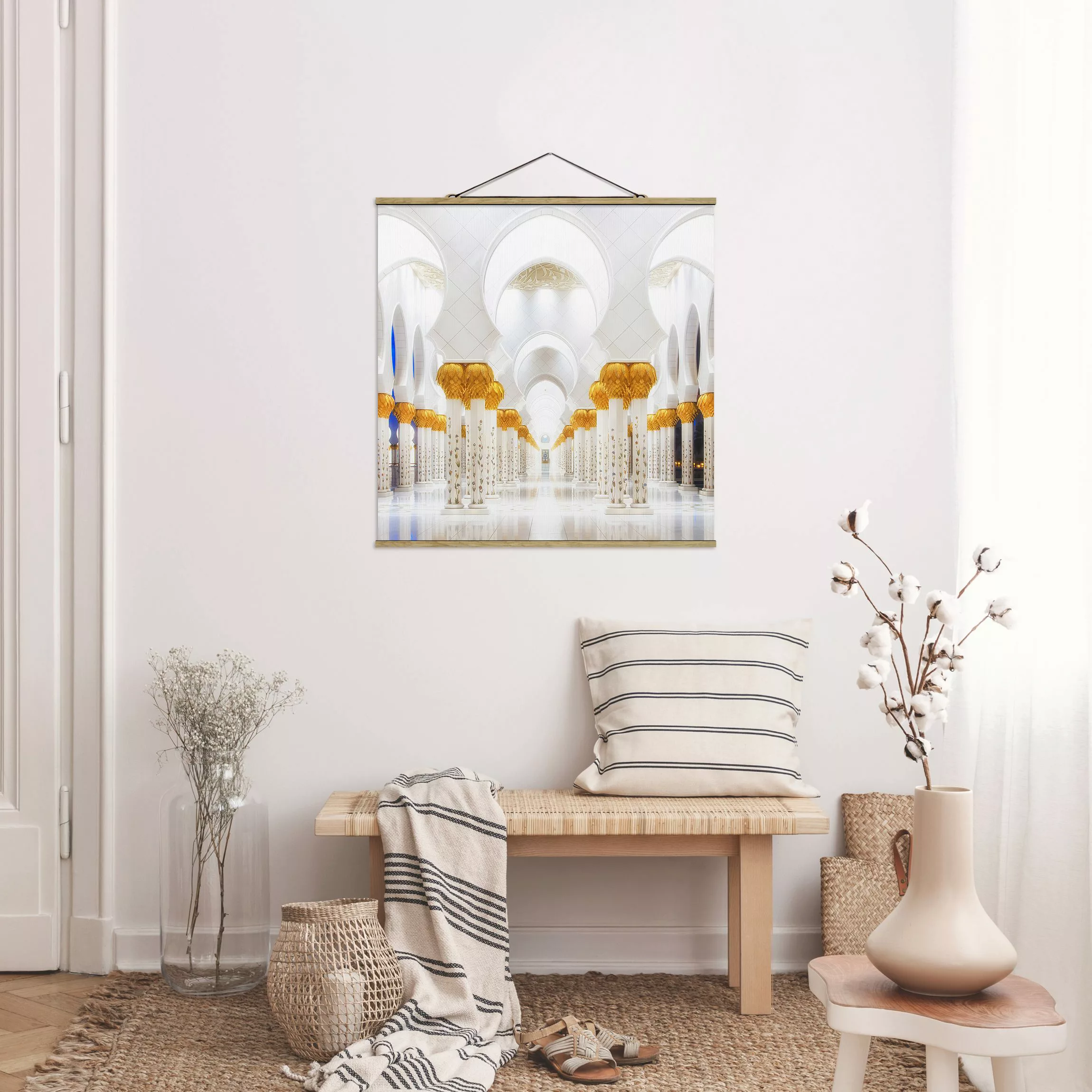 Stoffbild Architektur mit Posterleisten - Quadrat Moschee in Gold günstig online kaufen