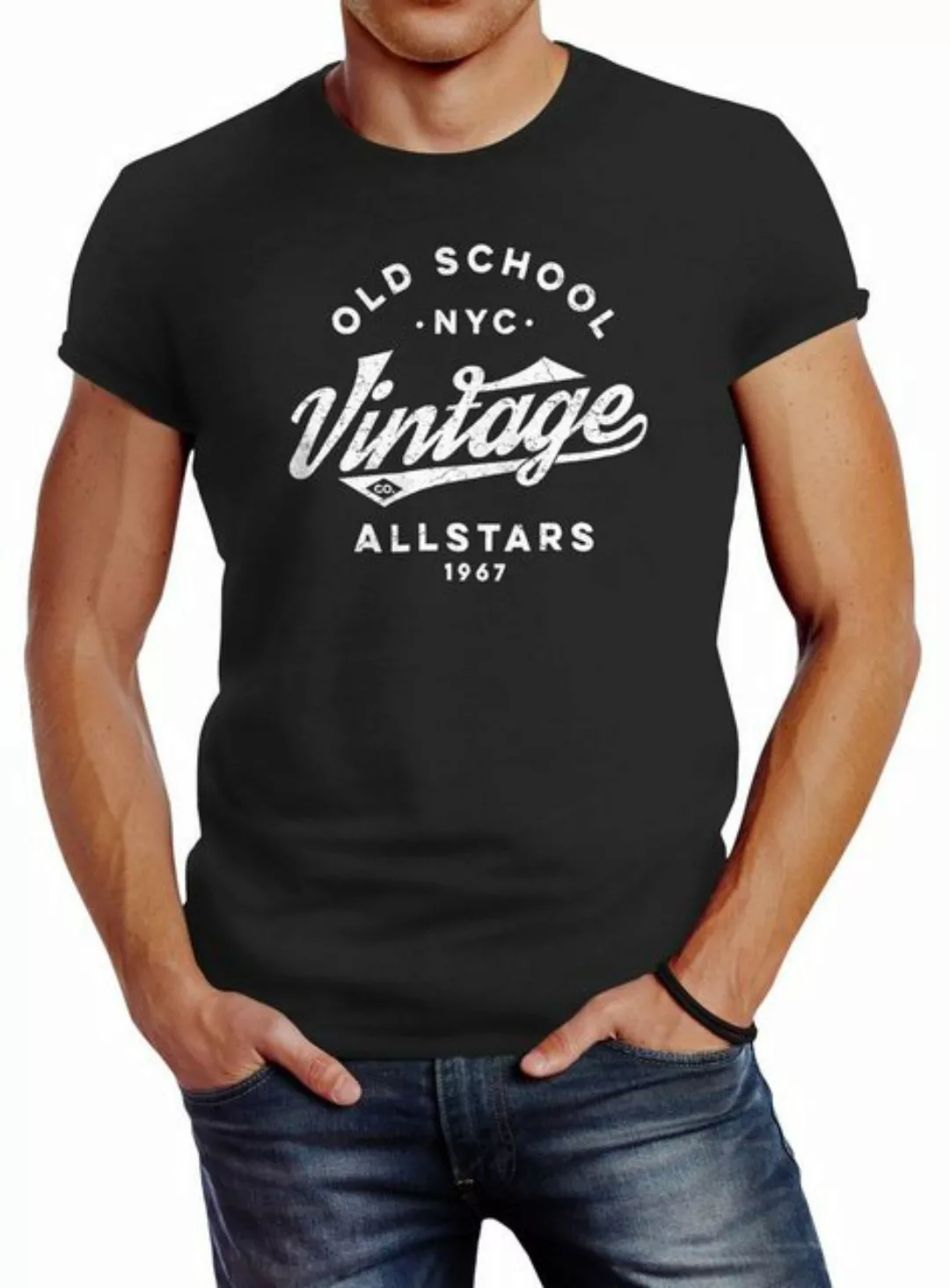 Neverless Print-Shirt Neverless® Herren T-Shirt College Style Schriftzug Ol günstig online kaufen