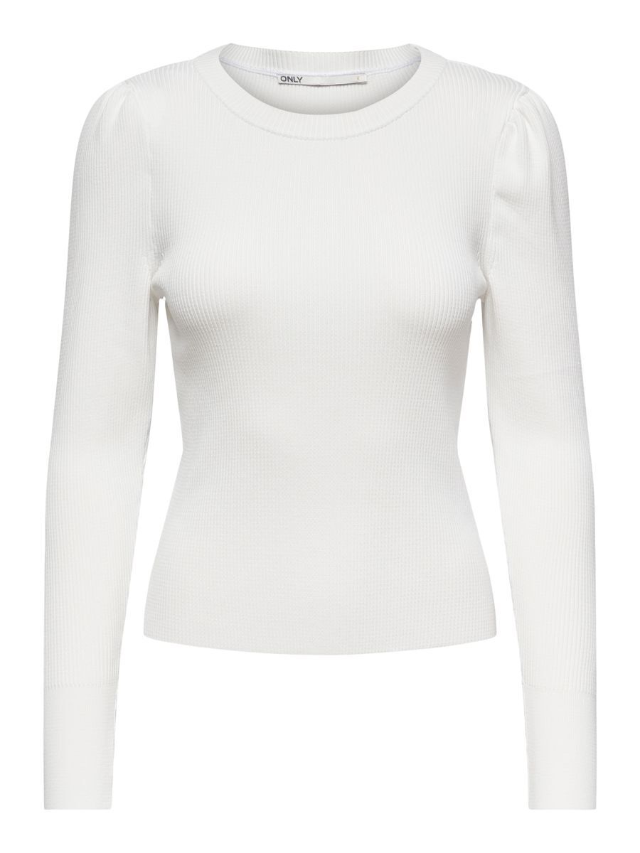 ONLY Körperbetonter Puffärmel- Pullover Damen White günstig online kaufen