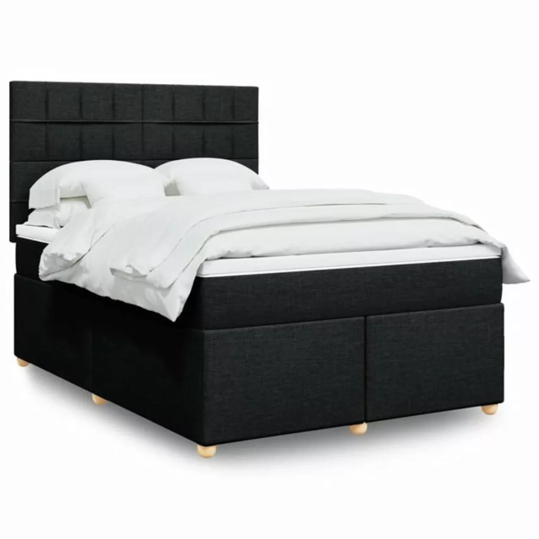 vidaXL Boxspringbett, Boxspringbett mit Matratze Schwarz 140x190 cm Stoff günstig online kaufen