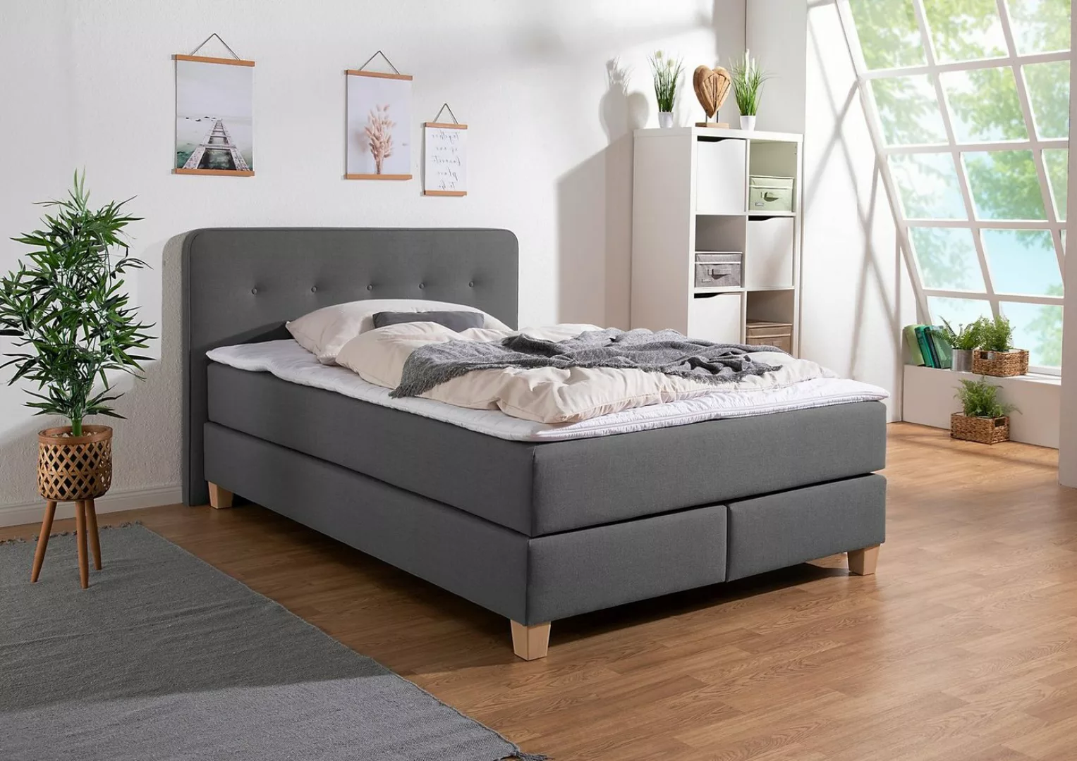 Home affaire Boxspringbett "Fargo", in Überlänge 220 cm, mit Topper, 3 Ausf günstig online kaufen